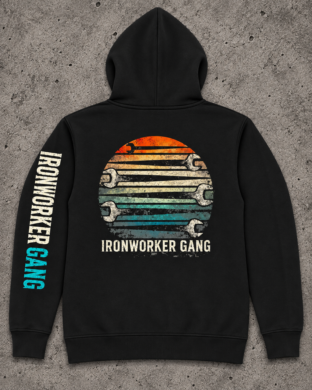 IRONWORKER GANG Vintage Wrench Heavyweight Hoodie – Black
