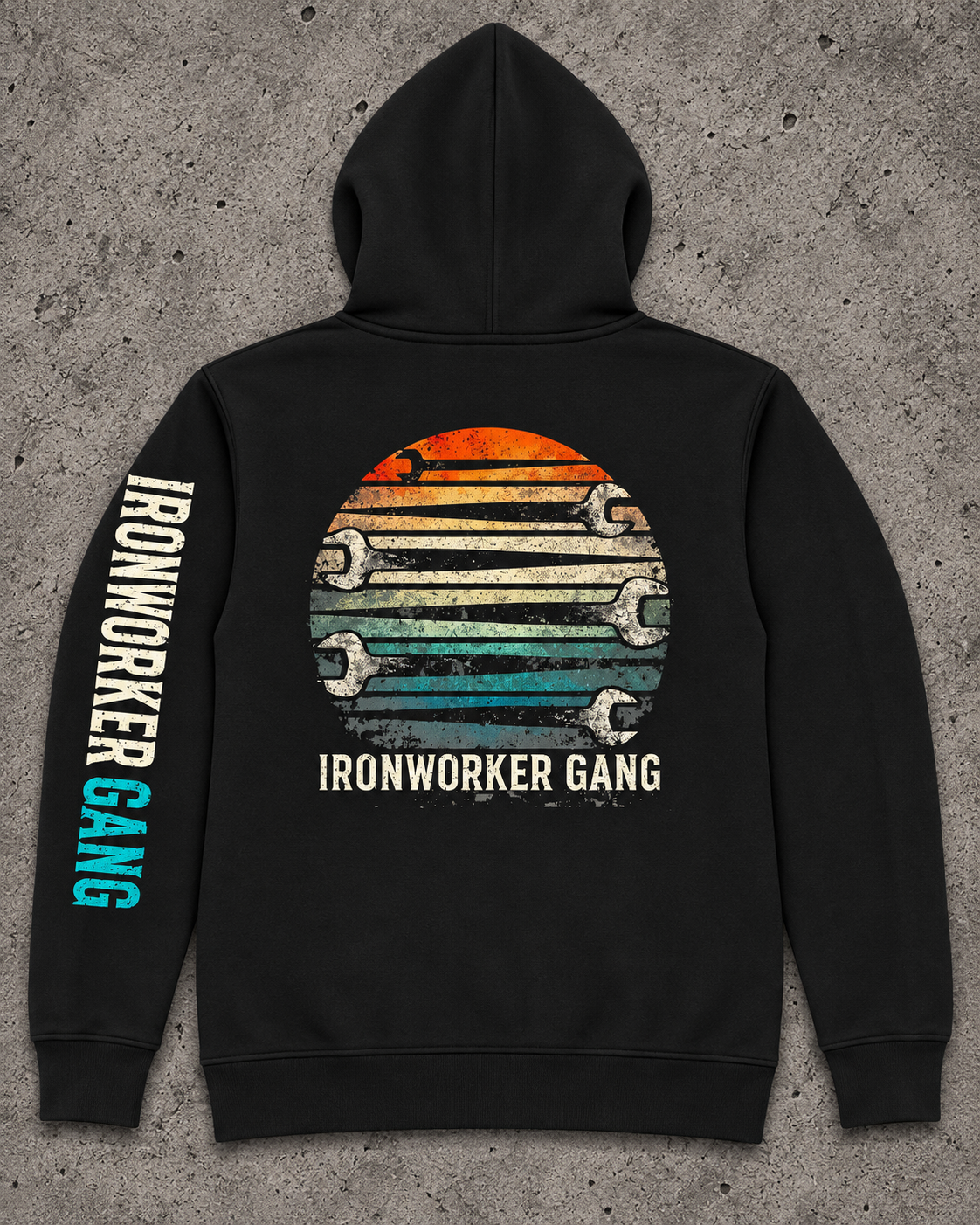 IRONWORKER GANG Vintage Wrench Heavyweight Hoodie – Black