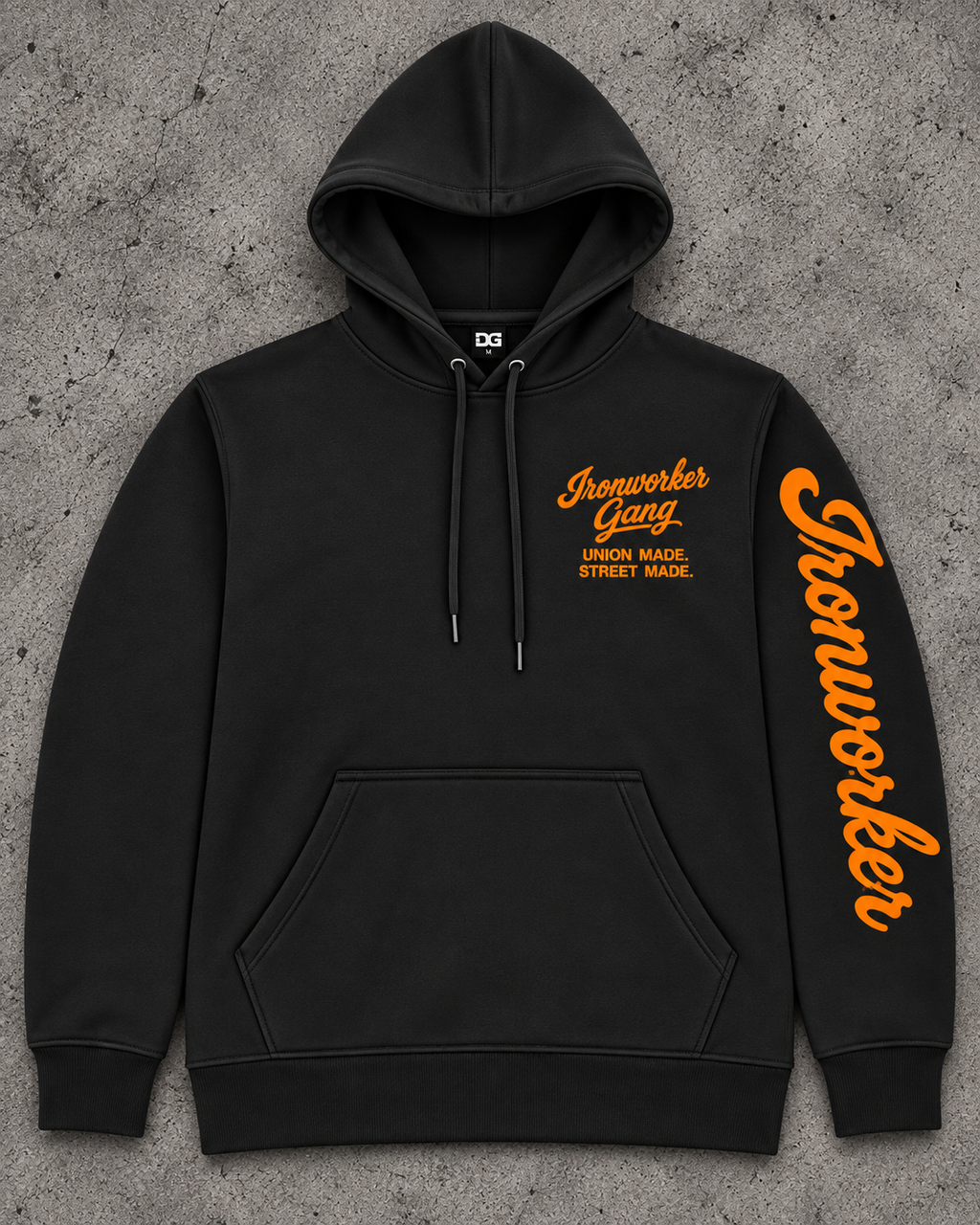 IRONWORKER GANG “Union Made. Street Made.” 13oz Signature Hoodie-Black