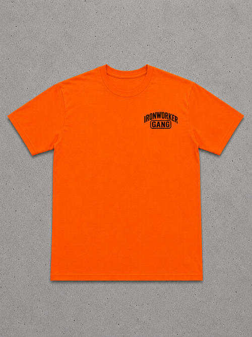 IRONWORKER GANG Safety Orange Short Sleeve T-Shirt
