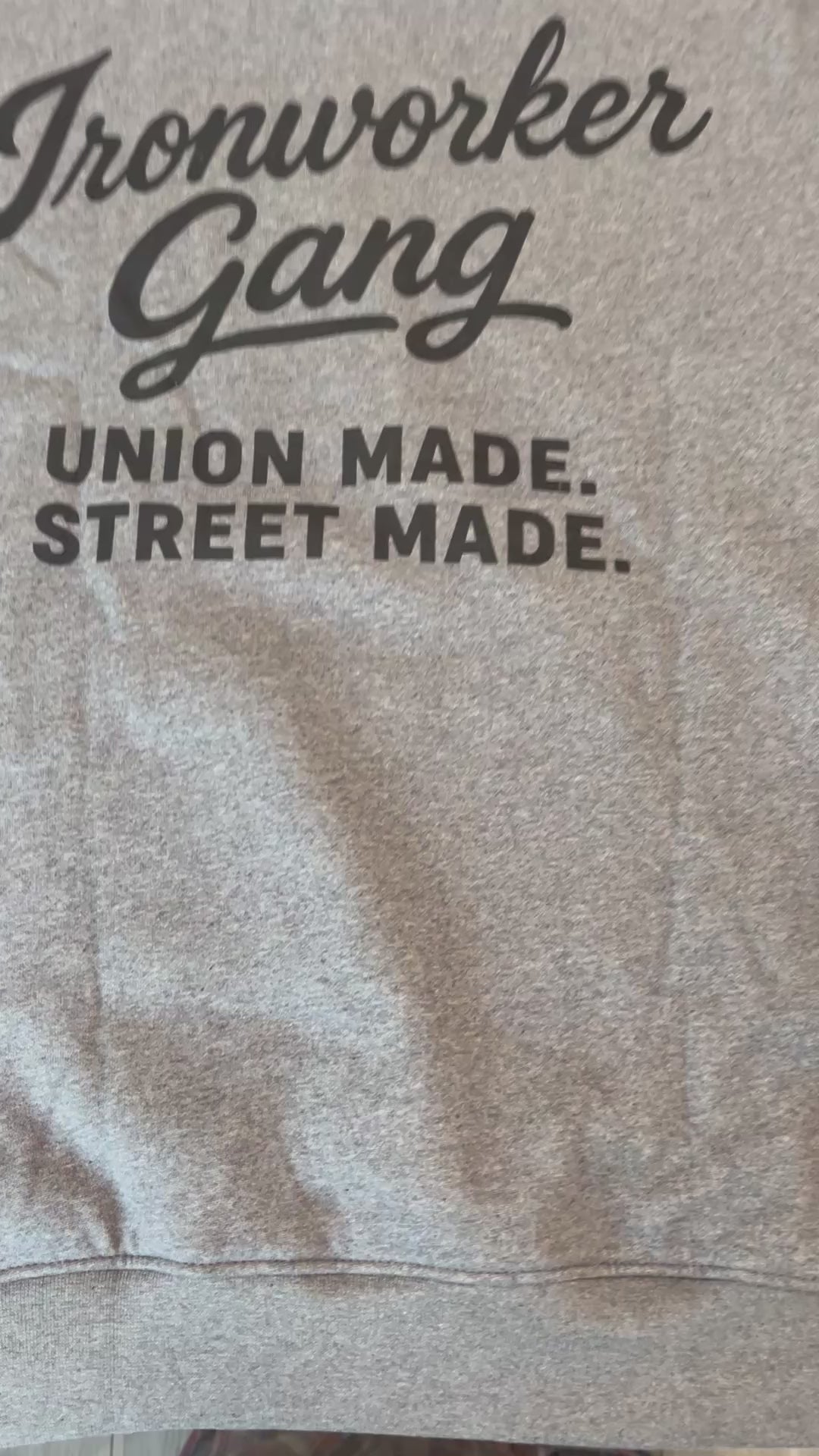 IRONWORKER GANG “Union Made. Street Made.” 13oz Signature Hoodie-Heather Gray