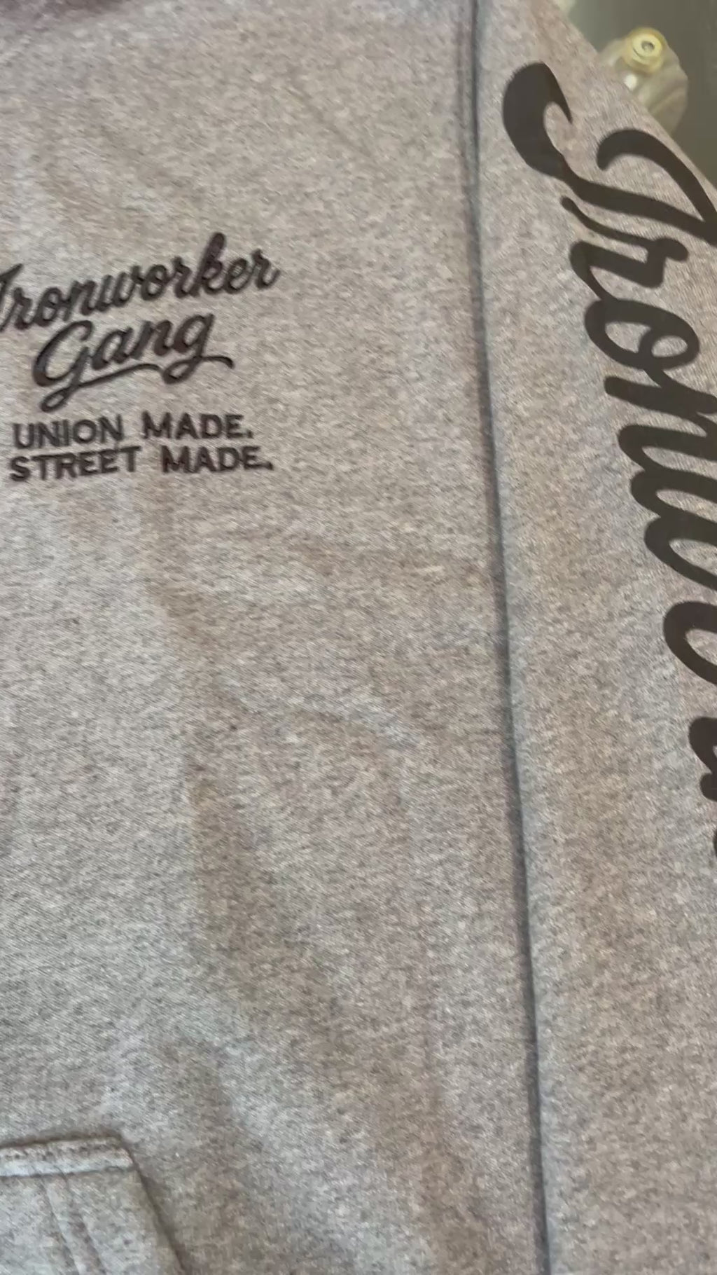 IRONWORKER GANG “Union Made. Street Made.” 13oz Signature Hoodie-Heather Gray