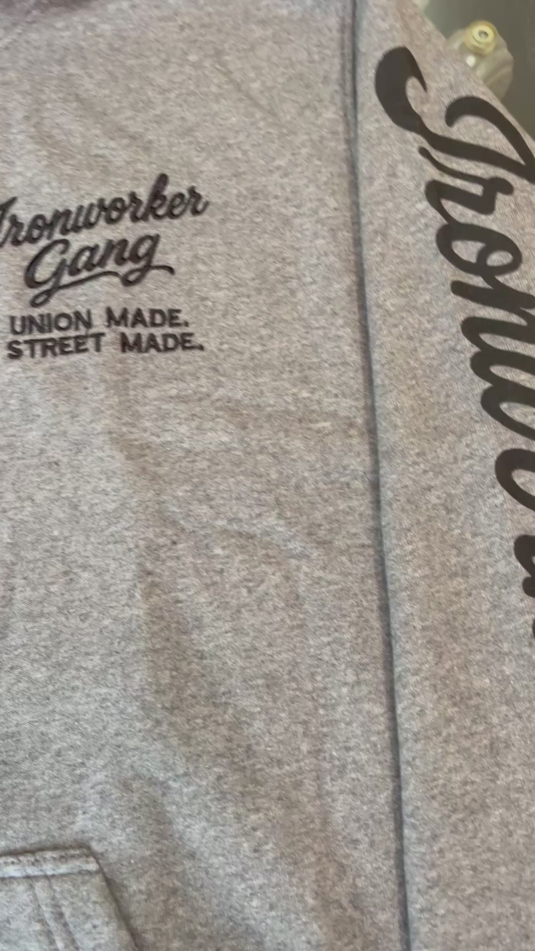 IRONWORKER GANG “Union Made. Street Made.” 13oz Signature Hoodie-Heather Gray